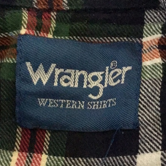 WRANGLER navy blue plaid flannel western shirt NO SIZE TAG - Picture 6 of 6